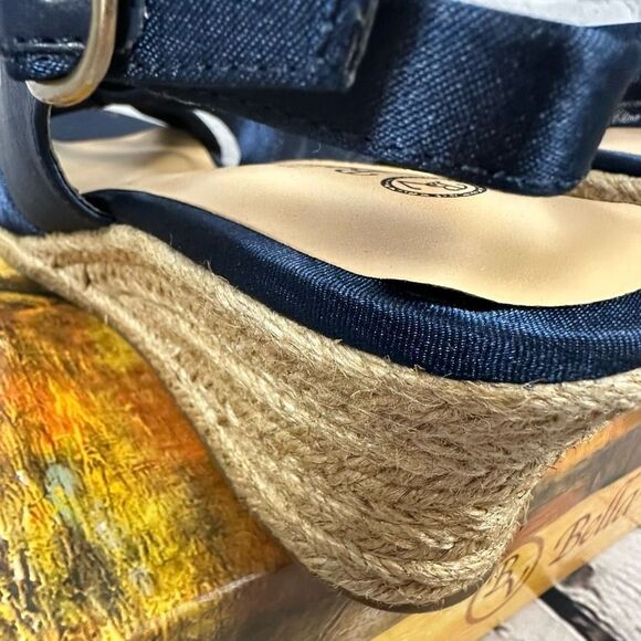 Bella Vita Women’s Kimora Wedge Espadrille Sandals Navy Thai Silk 10M NEW - Picture 12 of 13